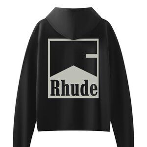 Rhude Black Geometric Logo Print Hoodie